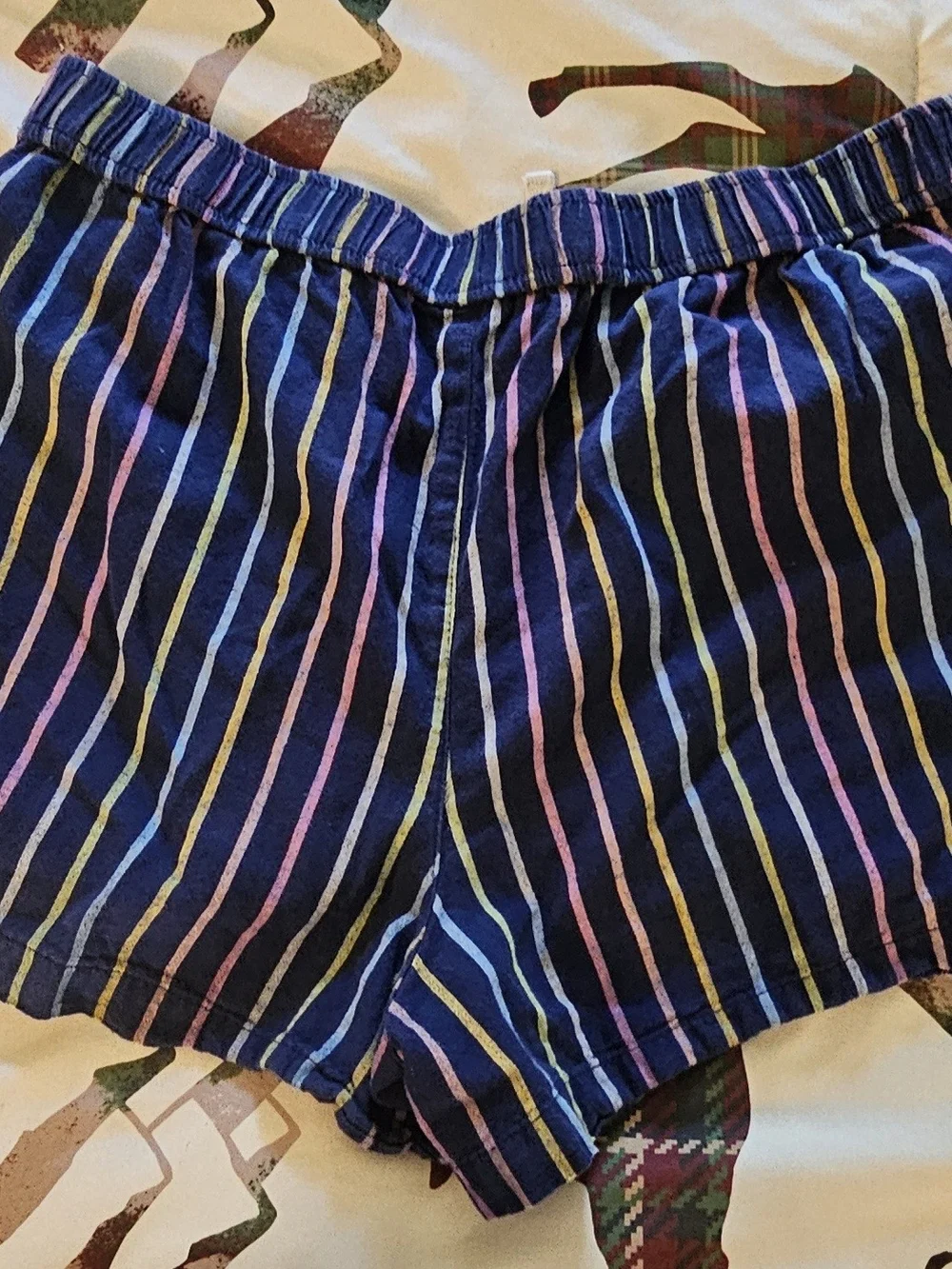 Navy Multi-Stripe Drawstring Shorts
